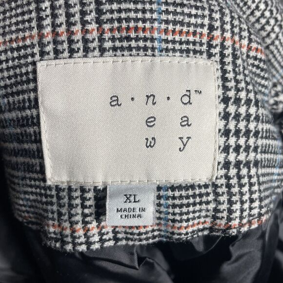 AND A NEW DAY WOMEN Plaid quilted PUFFER JACKET Grey/Black SIZE XL - Picture 6 of 7